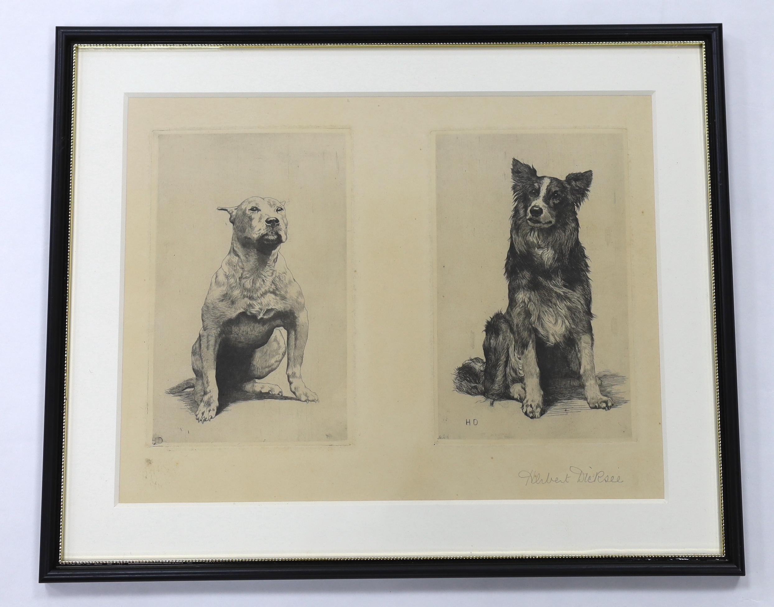 Herbert Dicksee (1862-1942), etching, 'Beauty and the Beast', signed in pencil, publ. 1888, exhibited in the Royal Academy, 25 x 33cm